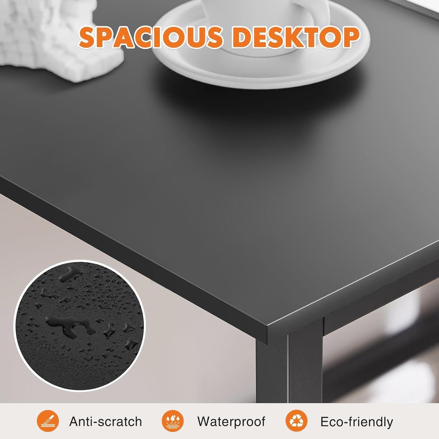 Winarow Small Computer Desk, 40" Office Writing Desk with Metal Frame & Wooden Top, X-Shaped Reinforcement, Student Study Workstation for Home Bedroom, Black